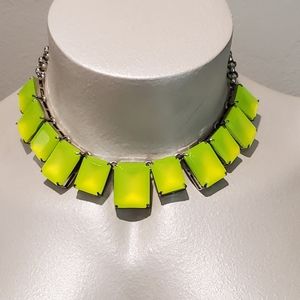 17" Ann Taylor Yellow Neon Lights Statement Necklace. Silvertone- Toggle Closure
